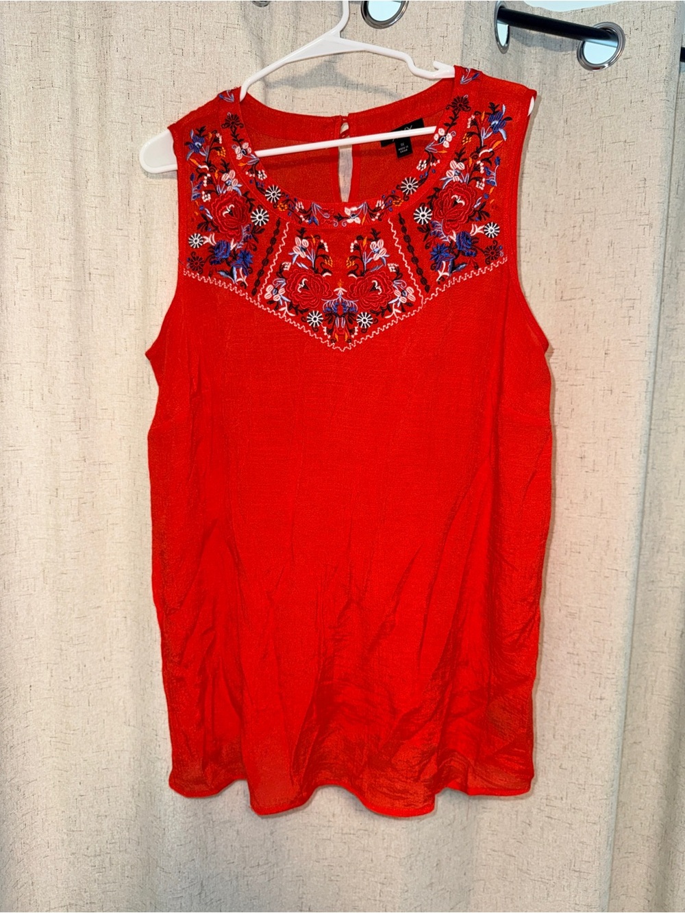 Alyx Red Embroidered Floral Sleeveless Top